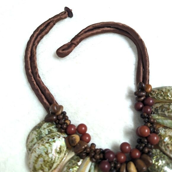 Vintage Artisan Made Natural Shells and Seeds Necklaces on a Satin Cord - Picture 13 of 14